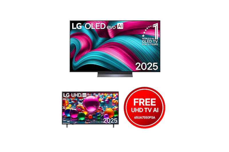 Front view of Smart TV  65 inch LG OLED evo AI C5 4K FREE 65 inci UHD AI 4K 2025 65C565UA