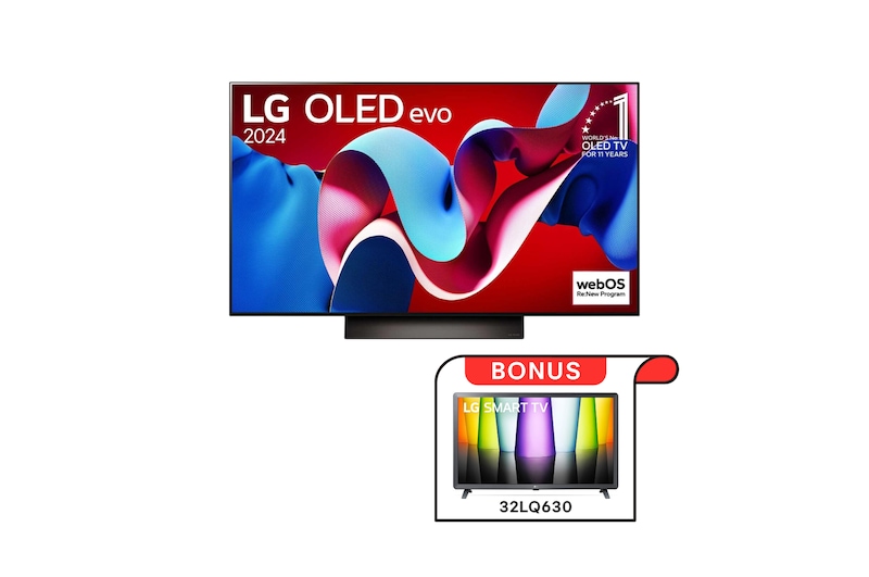 Front view of OLED C4 48" Free 32LQ630 48C432LQ.FGMDL