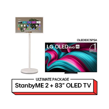 Front view of StanbyME 2 Bundle: 83" OLED C5 & 27" StanbyME 2 Portable Touch Screen 27LX6TDGA.OLED001