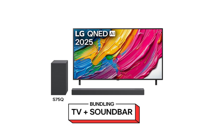 LG Smart TV 4K 55 inci LG QNED AI QNED80 2025 + Sound Bar LG, 55QNED80S75.BNDLG