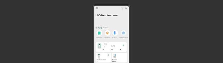 Image shows the LG ThinQ app screen