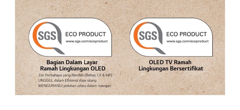 Logo sertifikasi SGS di panel OLED dan perangkat TV OLED.