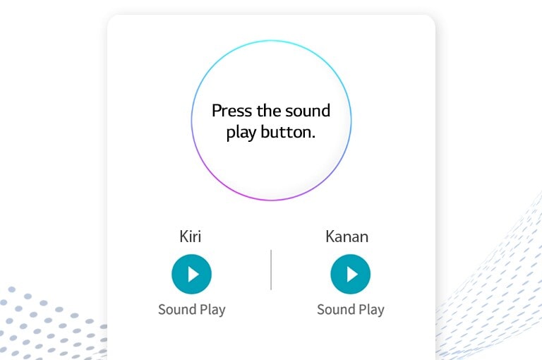 Screenshot antarmuka aplikasi Find My Earbuds menunjukkan tombol Kiri dan Kanan untuk masing-masing earbud.