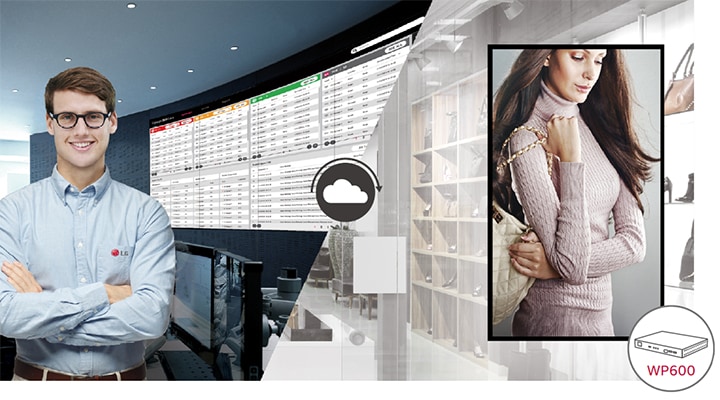 LG employees are remotely monitoring LG digital signage installed in other locations using a cloud-based LG monitoring solution.
