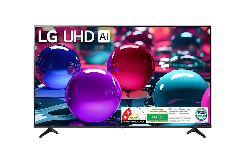 Front view of LG 109.22 cm (43)UHD AI UA73 4k Smart TV 2025 43UA73806LA