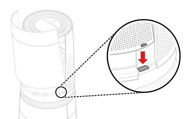 Insert the fixing part at the bottom of the cover into the fixing grooves at the bottom of the product and close the cover