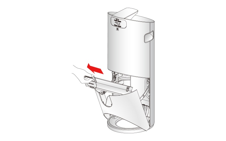 Pull the filter handle and remove from the main body