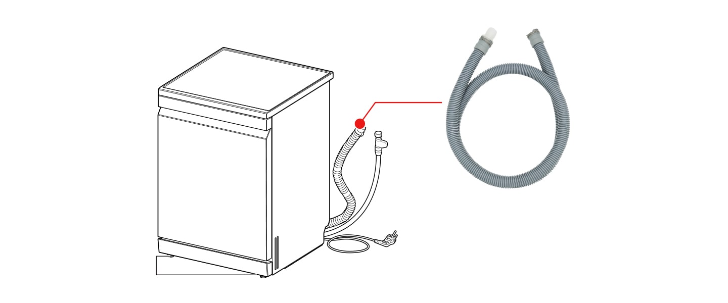 Installation position of the dishwasher drain extension hose