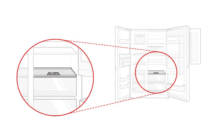 This is the cover of the top drawer of the two drawers in the refrigerator compartment