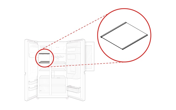 The freezer shelf is located inside the freezer compartment of the refrigerator