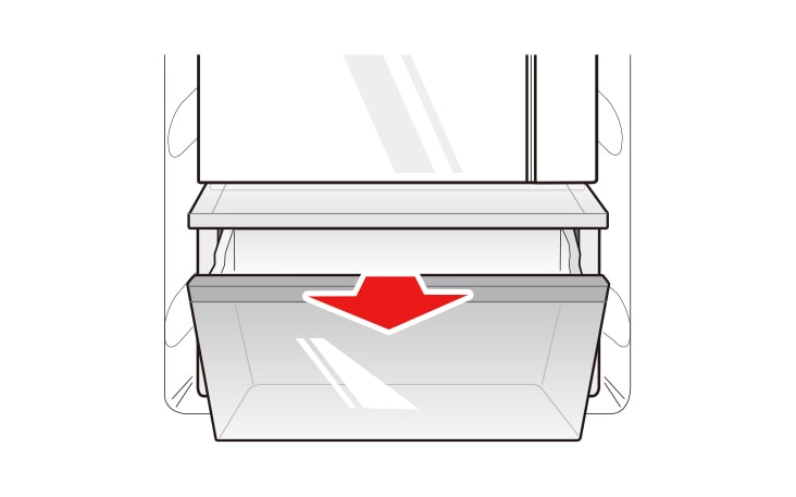 Remove the contents of the drawer Hold the handle of the vegetable drawer and pull it out completely until it outward gently until it stops