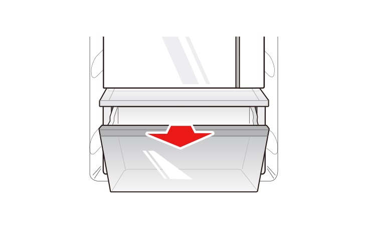 Remove the contents of the drawer Hold the handle of the vegetable drawer and pull it out completely until it outward gently until it stops