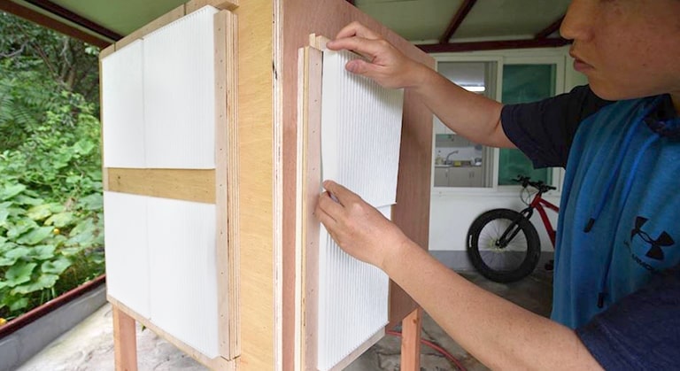 Attaching the air filters to the frame