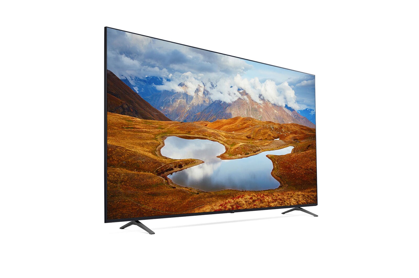 LG 50UR801C0SB Slightly-angled right-facing side view.