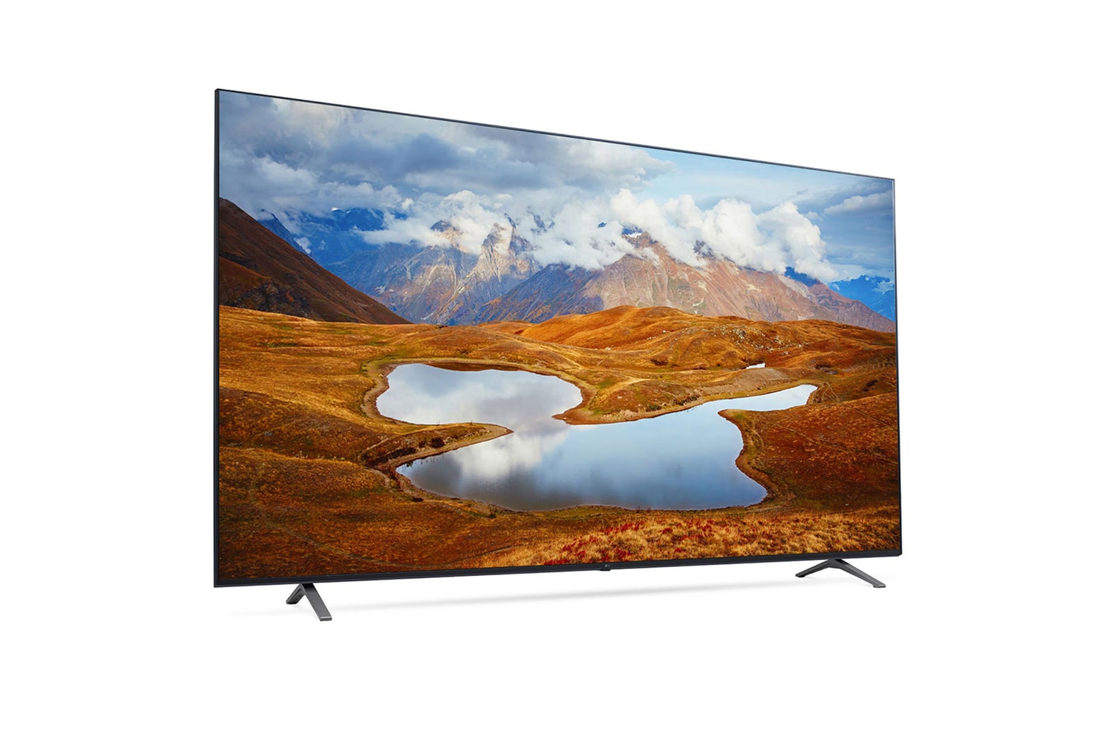 LG 50UR801C0SB Slightly-angled right-facing side view.