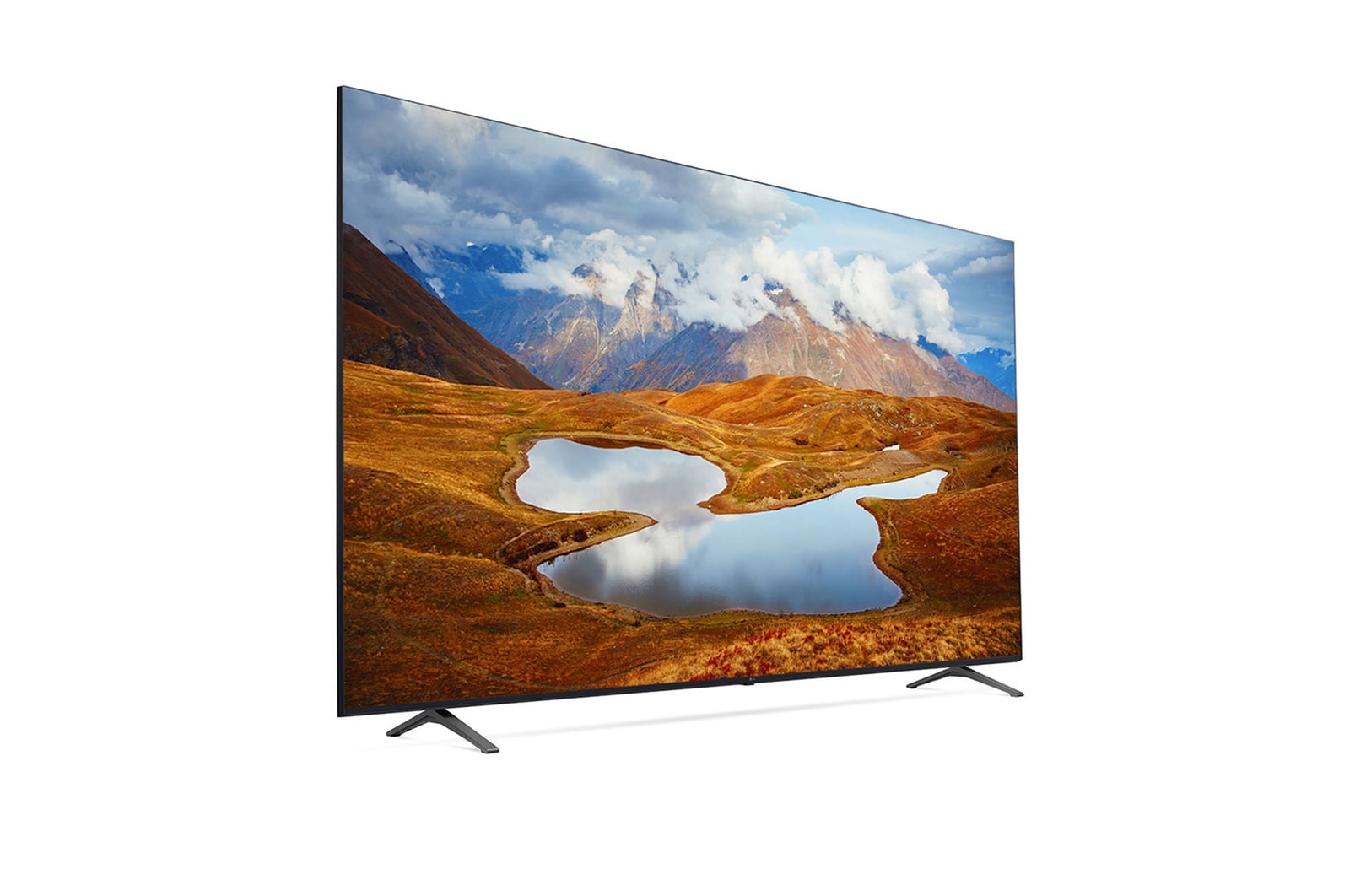 LG 75UR801C0SB Slightly-angled right-facing side view.