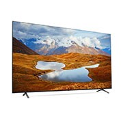 LG 75UR801C0SB Slightly-angled right-facing side view.