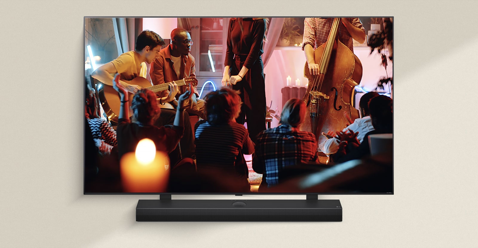 LG 2024 soundbar front view with black design