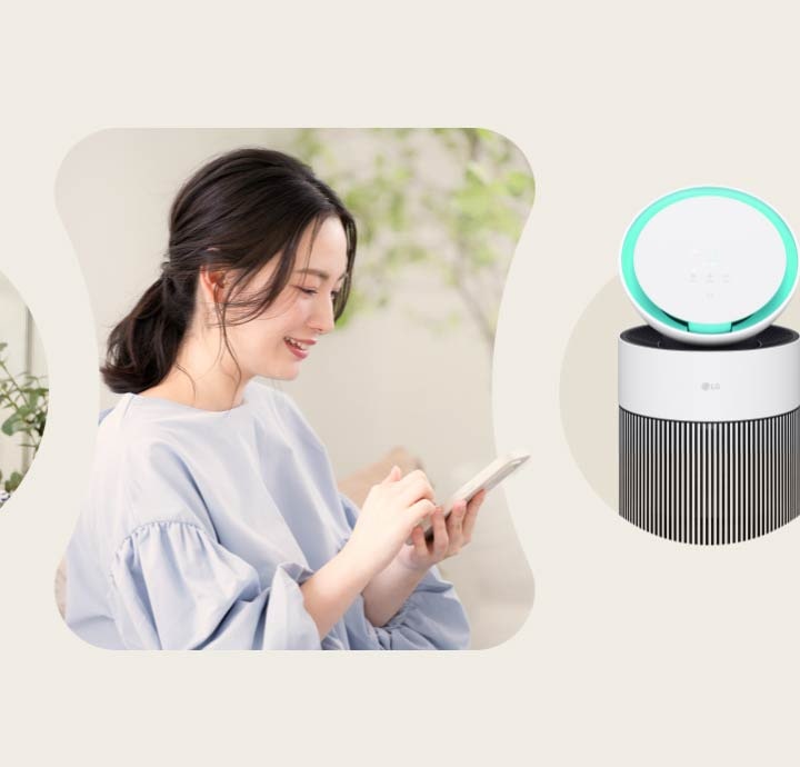 Video showing various moments where an air purifier is needed, featuring the LG air purifier in use.