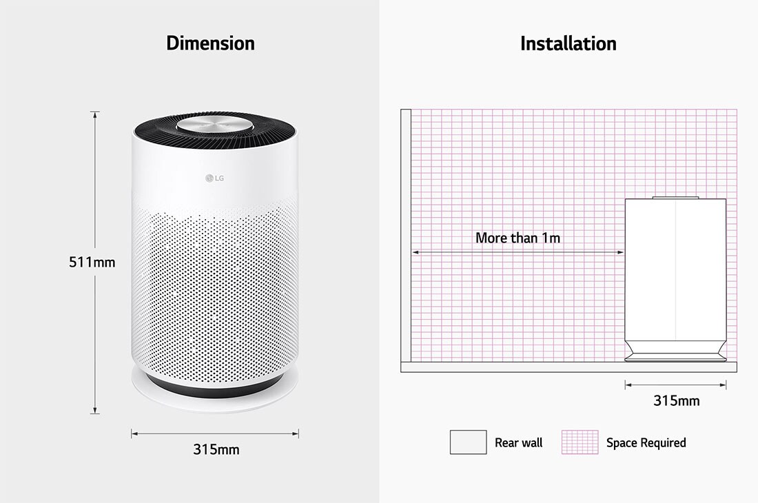 LG 360° purification with 3 step filtration, PM 1.0 Sensor & Wi-Fi enabled, AS60GHWG0