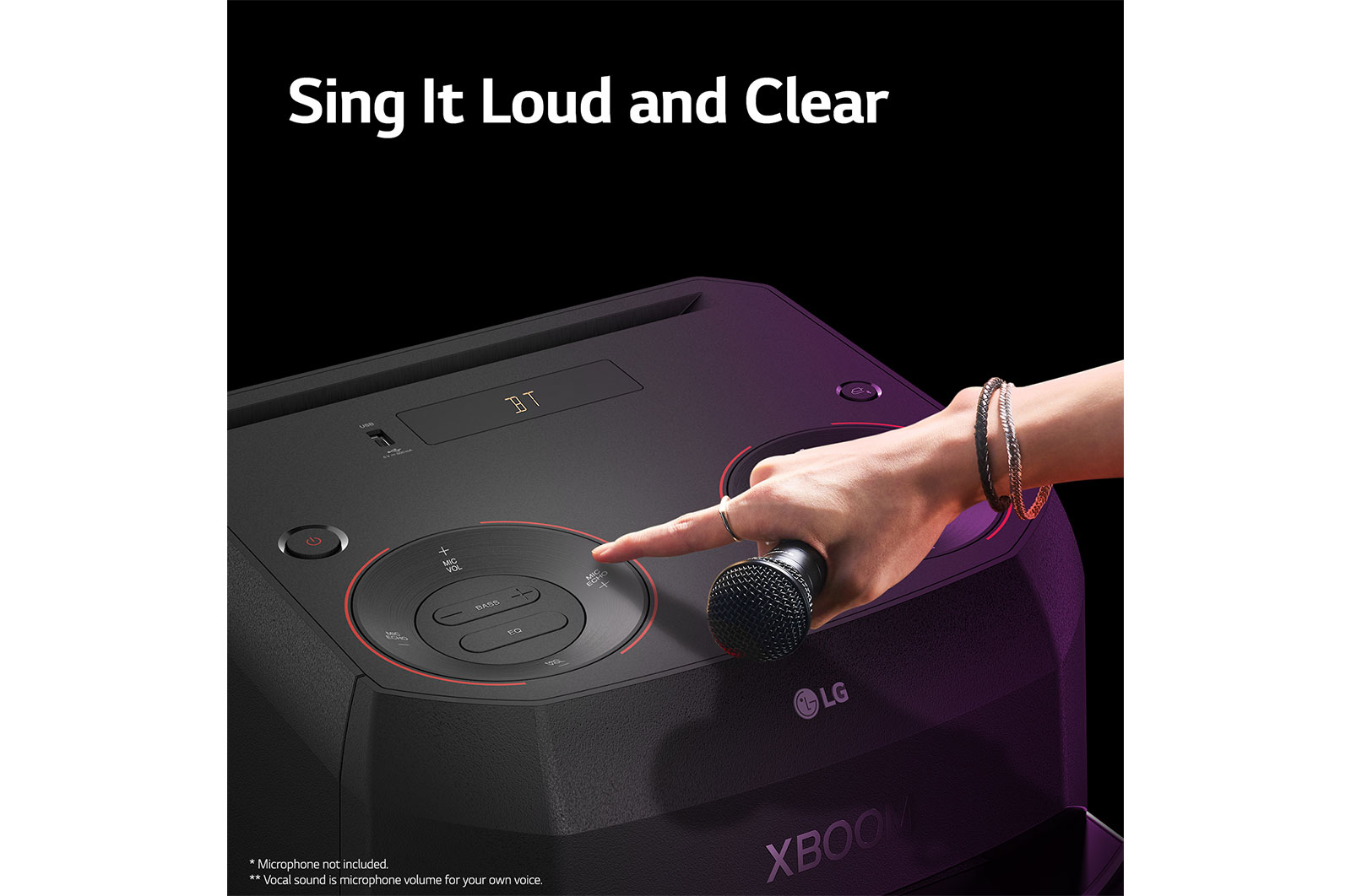 LG XBOOM XL2S, Super Bass Boost, 80W, Karaoke Bluetooth Party Speaker, XL2S