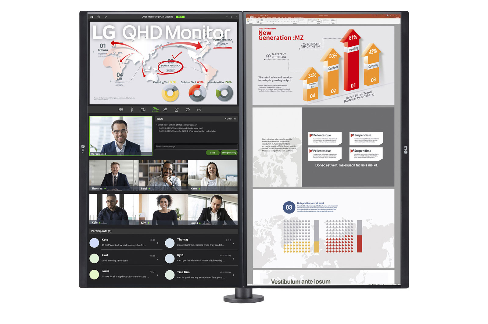 LG 27(68.466cm) QHD Monitor Ergo Dual with Daisy Chain, 27QP88D-BS
