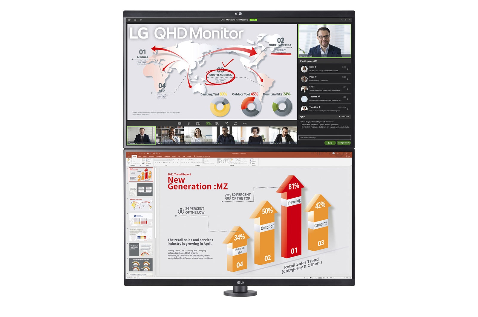 LG 27(68.466cm) QHD Monitor Ergo Dual with Daisy Chain, 27QP88D-BS