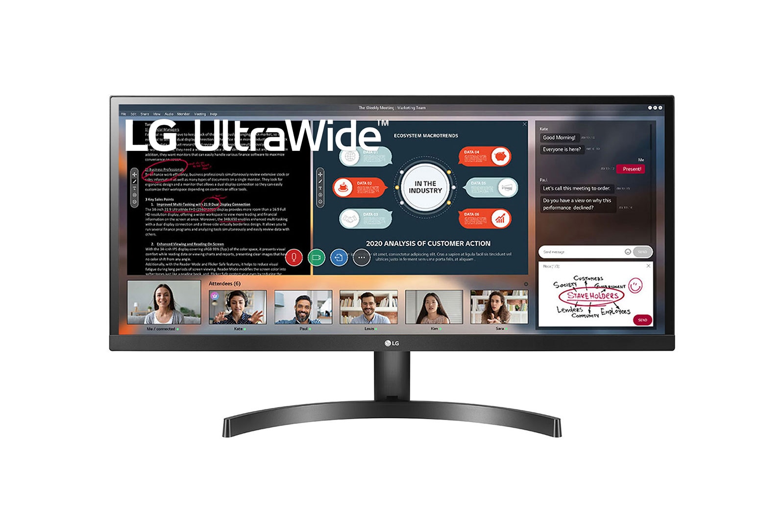 LG 29 (73.66cm) 21:9 UltraWide™ Full HD IPS LED Monitor. Now see wider and do more, seamlessly while you work from home. Expand the way you work with the LG UltraWide Monitor., 29WL50S-B