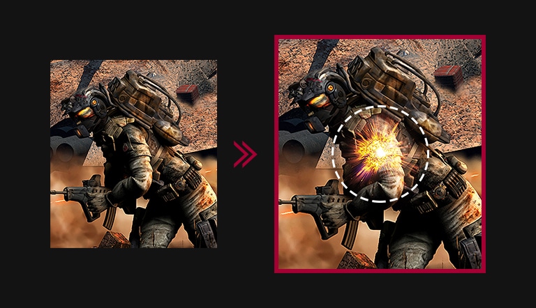 Conventional motion image compared to Dynamic Action Sync motion image