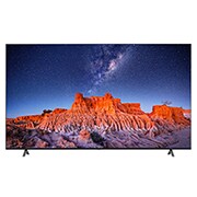 A front view of the LG UHD TV with infill image and product logo on