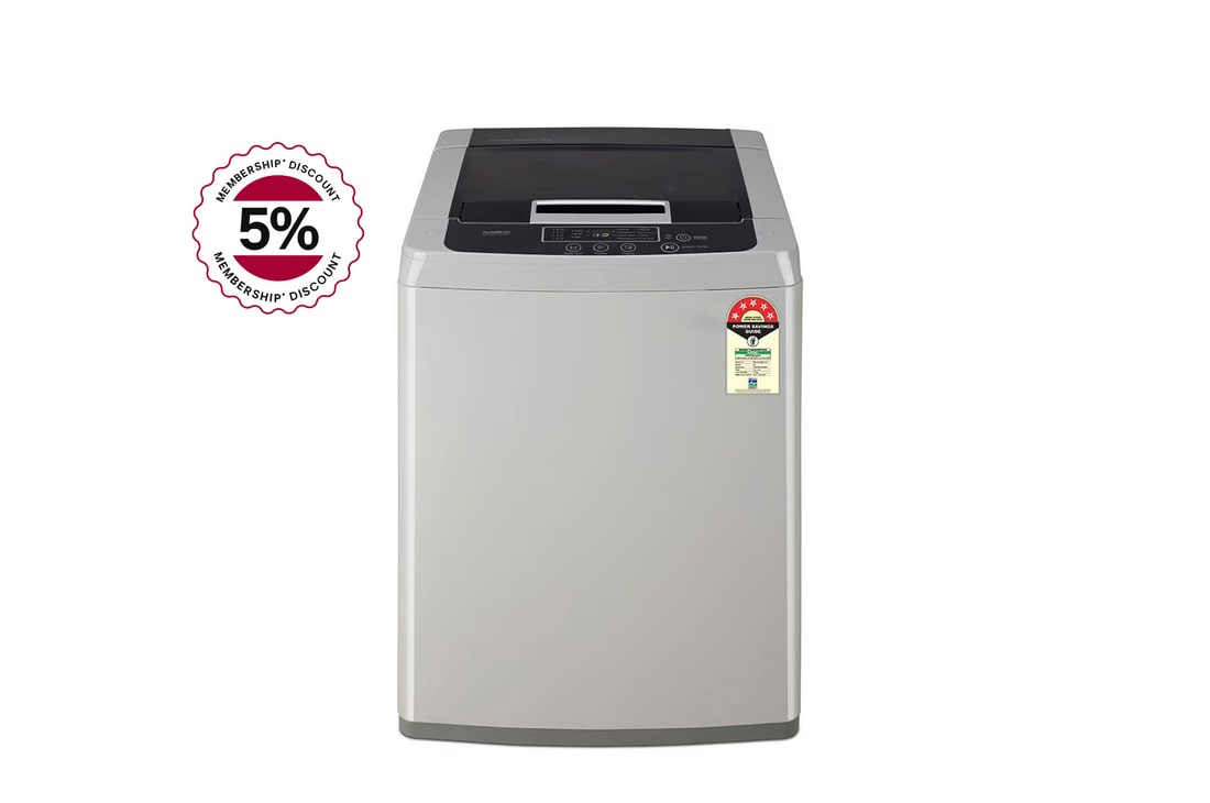 LG 7Kg Top Load Washing Machine, Smart Inverter Motor, Middle Free Silver, T70SKSF1Z