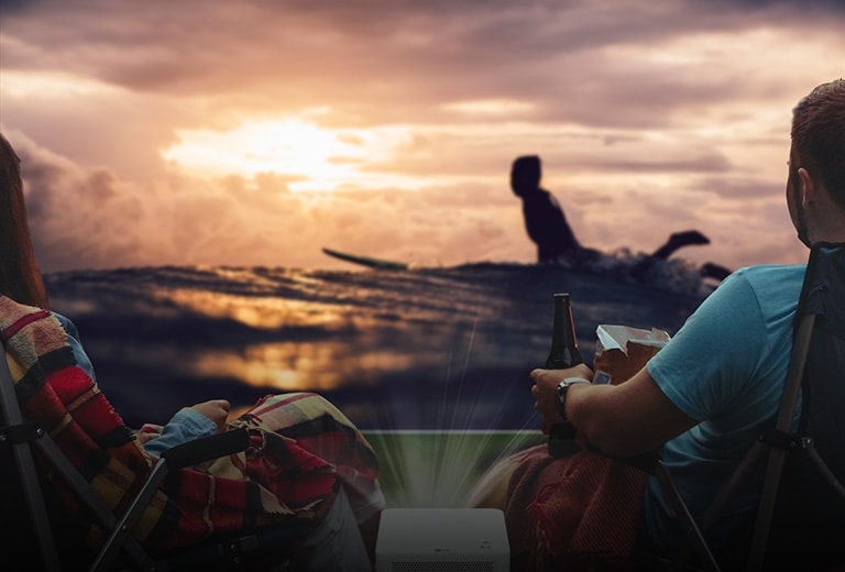 Outdoor movies on the large screen in the backyard or rooftop.