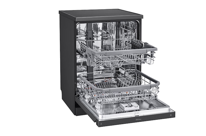 LG Dishwasher, TrueSteam®, 14 Place Settings, QuadWash™, EasyRack™ Plus, ThinQ™ (Wi-Fi), Direct Drive Motor, Matt Black, DFB424FM