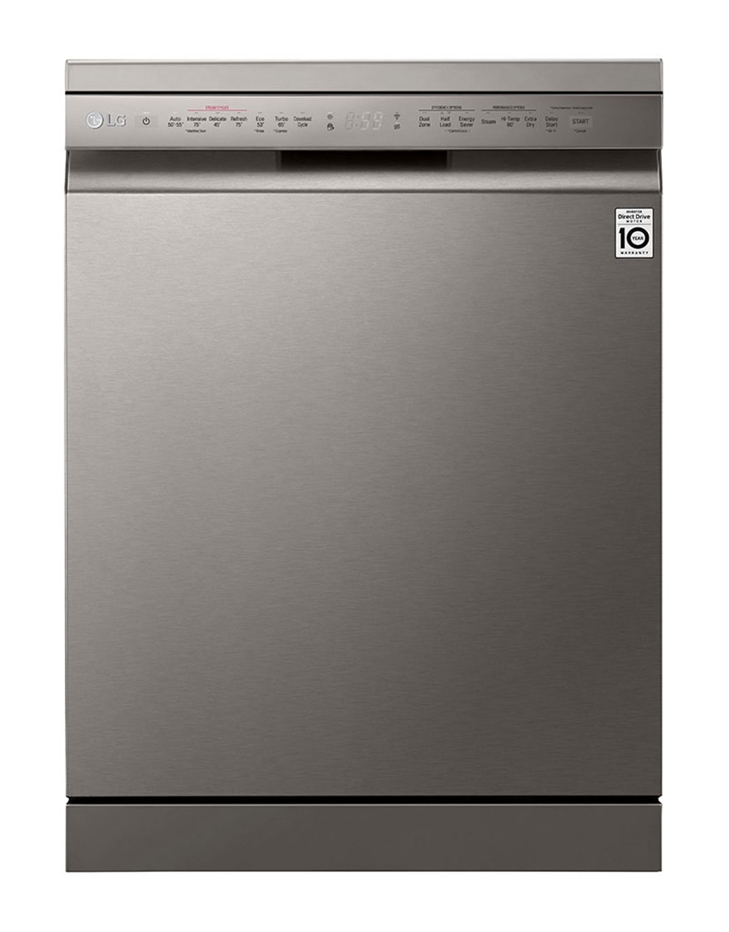 LG Dishwasher, TrueSteam®, 14 Place Settings, EasyRack™ Plus, QuadWash™,  ThinQ™ (Wi-Fi), Inverter Direct Drive™, Silver DFB424FP LG IN