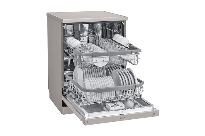 LG Dishwasher, TrueSteam®, 14 Place Settings, EasyRack™ Plus, QuadWash™, ThinQ™ (Wi-Fi), Inverter Direct Drive™, Silver, DFB424FP