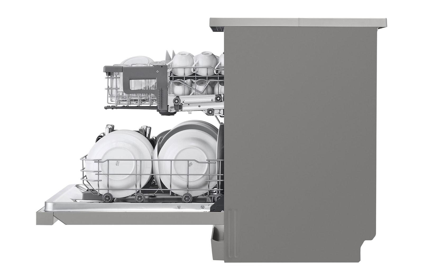 right side open view with dish