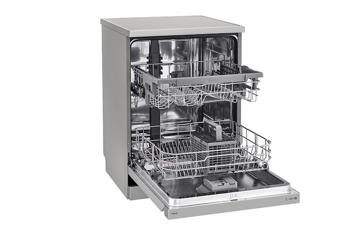 LG Dishwasher, TrueSteam®, 14 Place Settings, QuadWash™, EasyRack™ Plus, ThinQ™ (Wi-Fi), Inverter Direct Drive™, Silver, DFB532FP