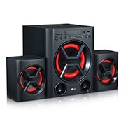 LG LK72B Powerful Sound 40W, 2.1 Ch Speaker System with Deep Bass sound, Bluetooth, Portable In, USB, SD Card and FM Radio, Remote Control, Wall mount, Display., LK72B