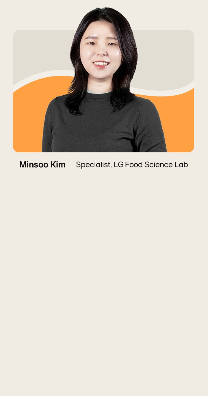 Profile graphic introducing a specialist from the LG Food Science Lab.