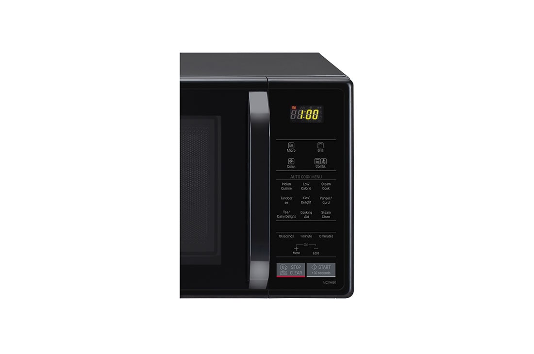 LG 21 L Convection Microwave Oven with Glass Door, 151 Auto Cook Menu, Quartz Heater, Health Plus Menu, Glossy Black, MC2146BG