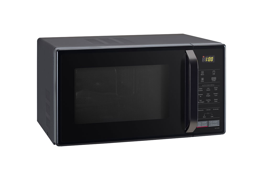 LG 21 L Convection Microwave Oven with Glass Door, 151 Auto Cook Menu, Quartz Heater, Health Plus Menu, Glossy Black, MC2146BG