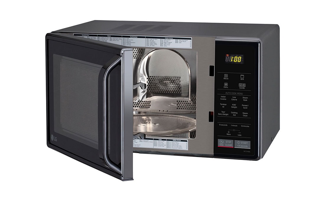 LG 21 L Convection Microwave Ovens with Stainless Steel Cavity, Health Plus Menu, Quartz Heater, Auto Cook Menu, Black, MC2146BL