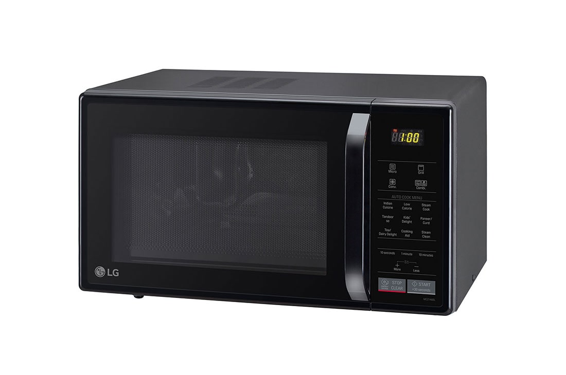 LG 21 L Convection Microwave Ovens with Stainless Steel Cavity, Health Plus Menu, Quartz Heater, Auto Cook Menu, Black, MC2146BL