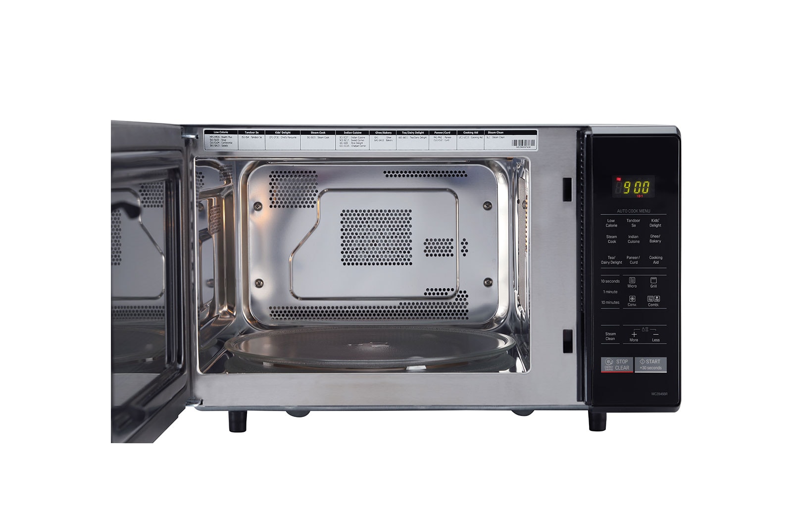 LG 28 L Convection Microwave Oven with Stainless Steel Cavity, 251 Auto Cook Menu, Defrost, Health Plus Menu, Black, MC2846BR