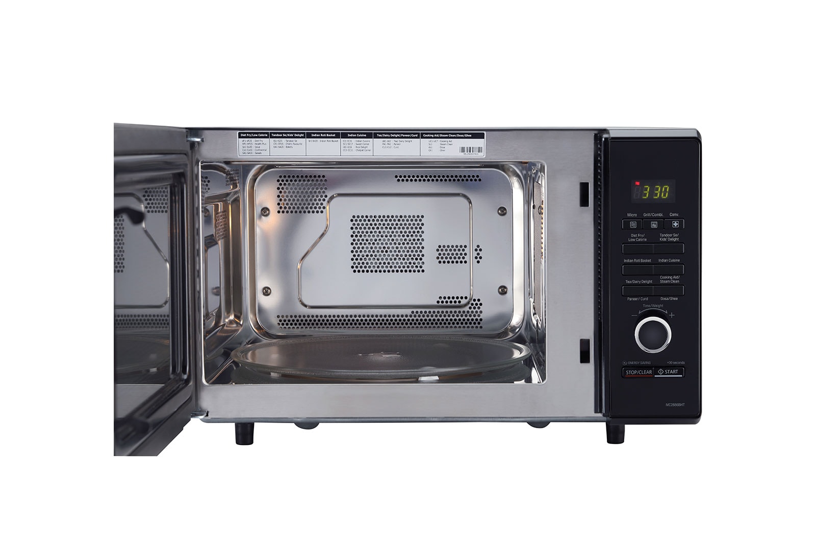 LG 28 L All-In-One Convection Microwave Oven with Diet Fry™, 251 Auto Cook Menu, Roti Basket, Health Plus Menu, Black, MC2886BHT