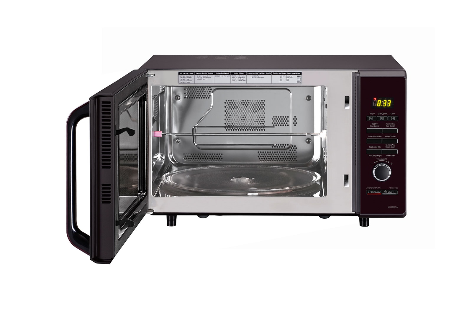 LG 28 L All-In-One Convection Microwave Oven with Diet Fry™, Roti Basket, Motorised Rotisserie, Autocook Menu, Black, MC2886BRUM