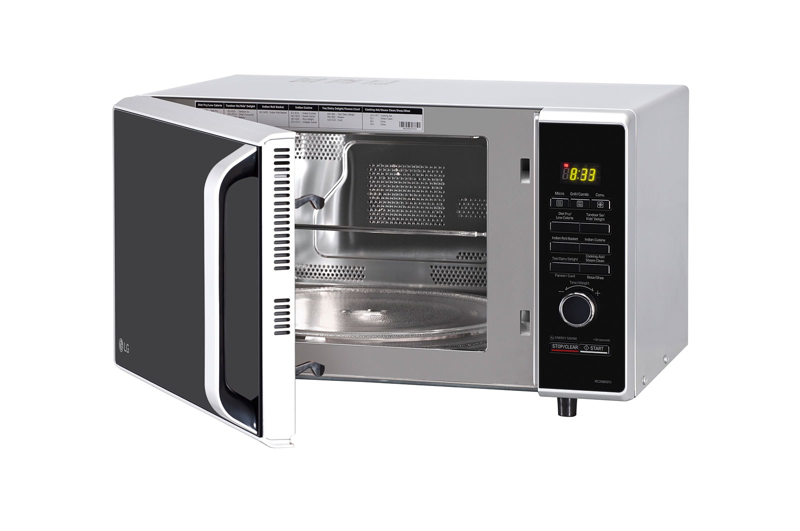 LG 28 L All-In-One Convection Microwave Oven with Motorised Rotisserie, Diet Fry™, 251 Auto Cook Menu, Silver, MC2886SFU