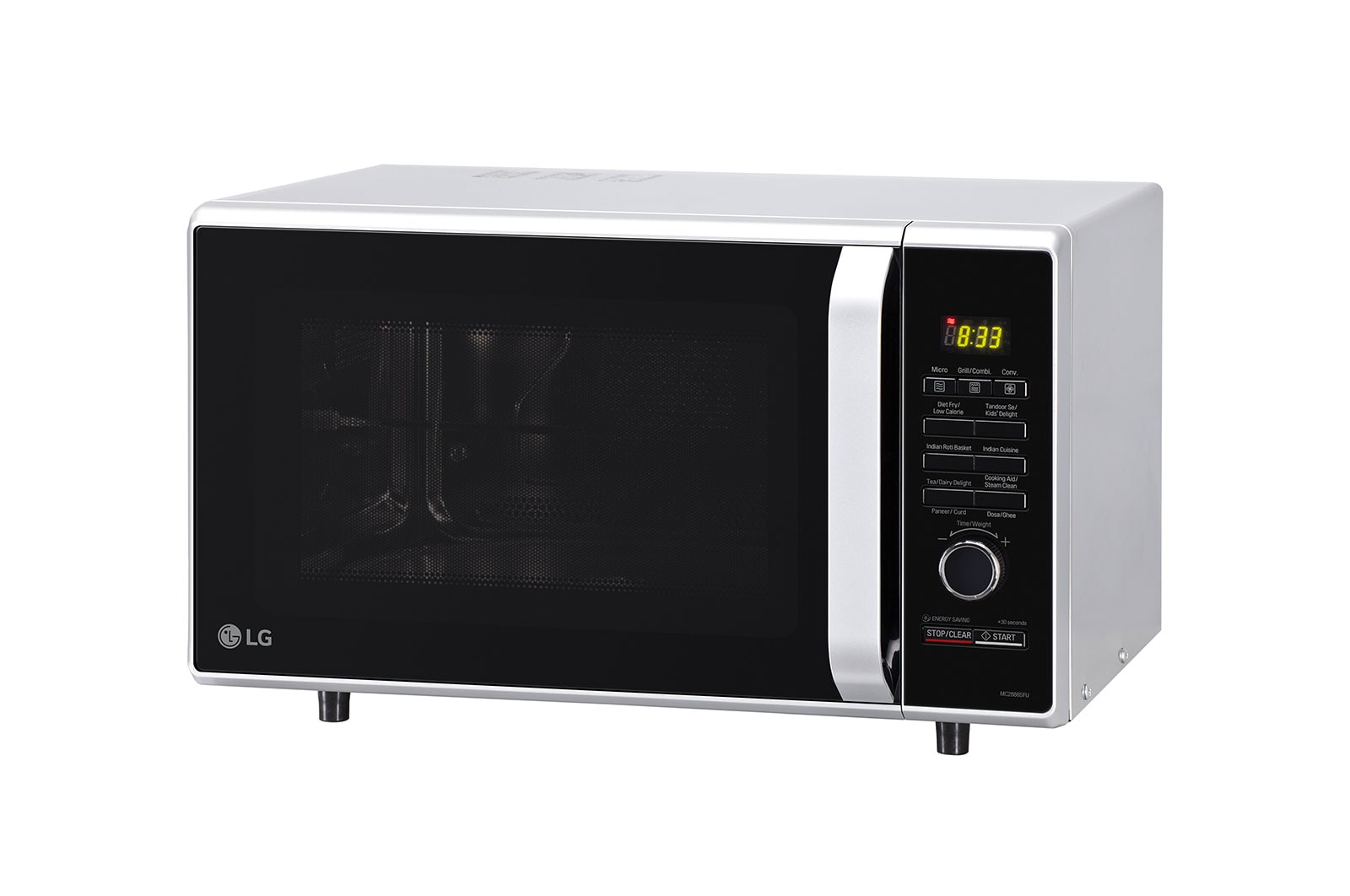 LG 28 L All-In-One Convection Microwave Oven with Motorised Rotisserie, Diet Fry™, 251 Auto Cook Menu, Silver, MC2886SFU