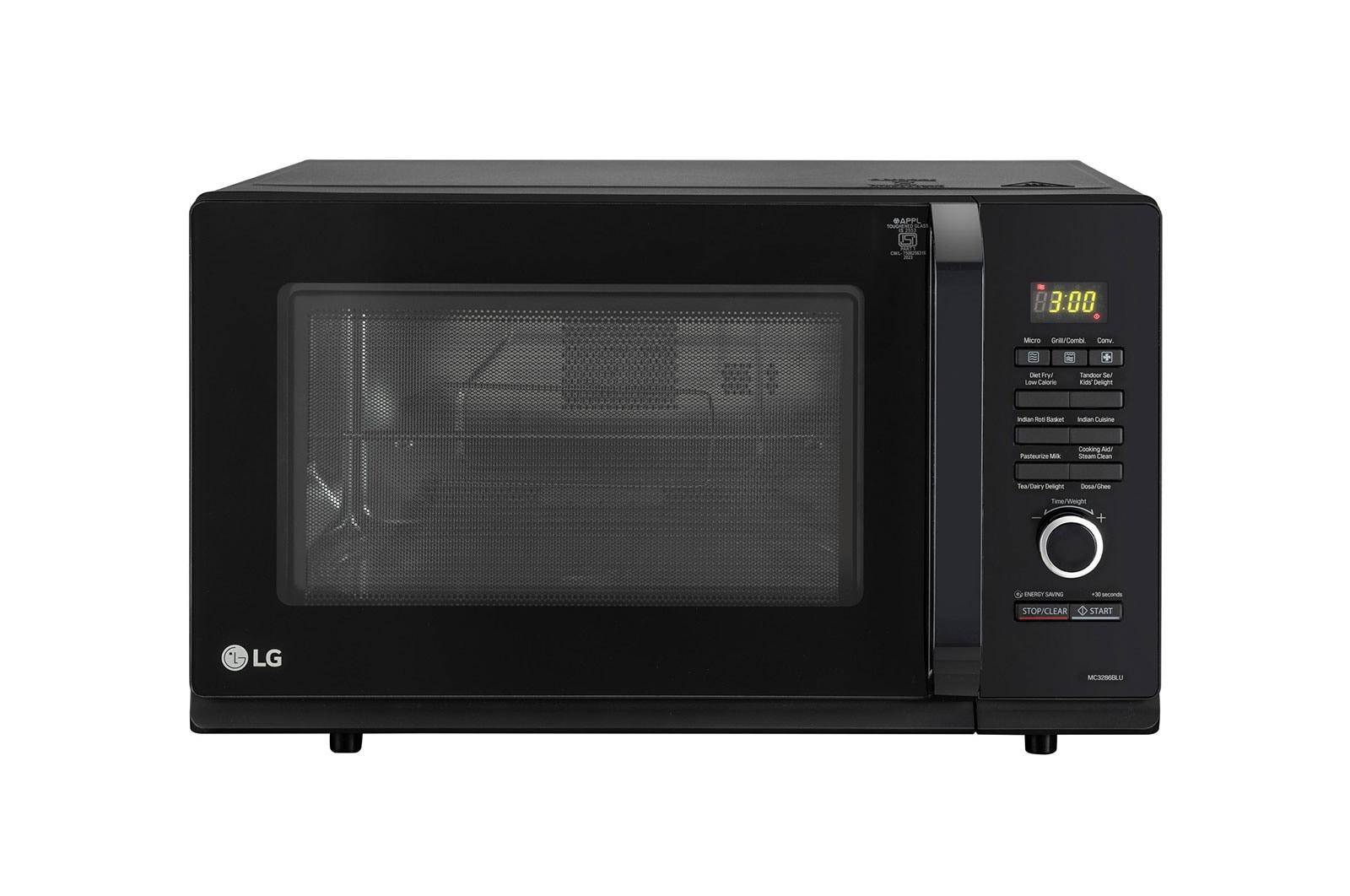 LG mc3286blu convection-microwave front view