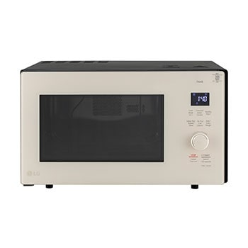 Front view of LG 28 L Convertible Microwave Oven with Air Fry, Charcoal Lighting Heater™, 331 Auto Cook Menu Powered by Thinq, Beige MJEN286UBWF